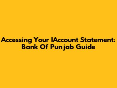 Accessing Your IAccount Statement: Bank Of Punjab Guide