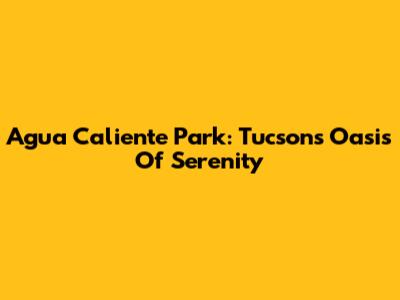 Agua Caliente Park: Tucson's Oasis Of Serenity