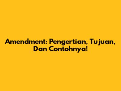 Amendment: Pengertian, Tujuan, Dan Contohnya!