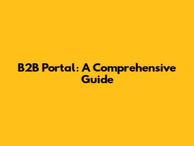 B2B Portal: A Comprehensive Guide