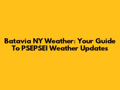 Batavia NY Weather: Your Guide To PSEPSEI Weather Updates