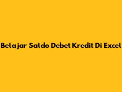 Belajar Saldo Debet Kredit Di Excel
