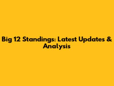 Big 12 Standings: Latest Updates & Analysis