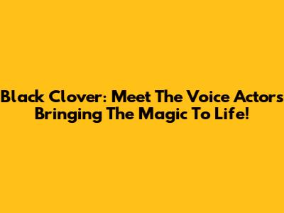 Black Clover: Meet The Voice Actors Bringing The Magic To Life!
