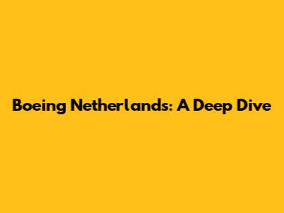 Boeing Netherlands: A Deep Dive