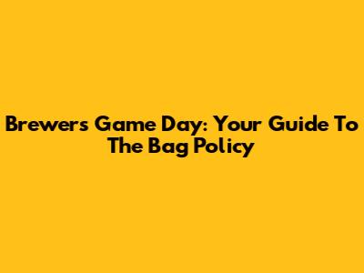 Brewers Game Day: Your Guide To The Bag Policy