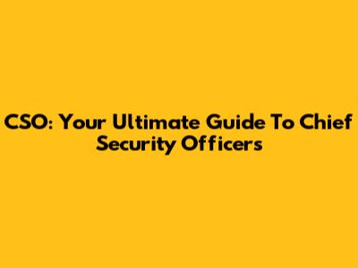 CSO: Your Ultimate Guide To Chief Security Officers