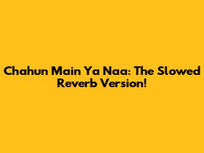 Chahun Main Ya Naa: The Slowed Reverb Version!