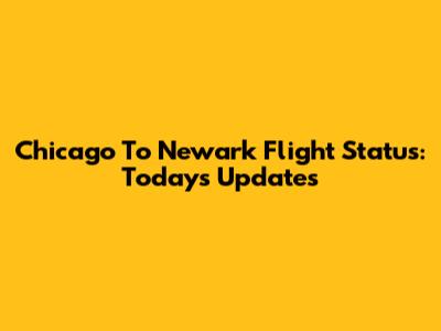 Chicago To Newark Flight Status: Today's Updates