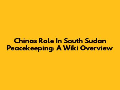 China's Role In South Sudan Peacekeeping: A Wiki Overview