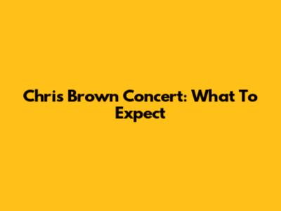 Chris Brown Concert: What To Expect
