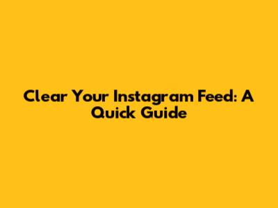Clear Your Instagram Feed: A Quick Guide