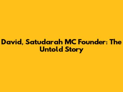 David, Satudarah MC Founder: The Untold Story