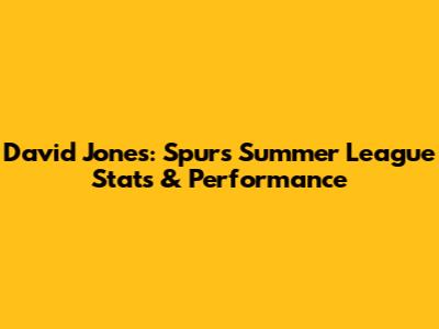 David Jones: Spurs Summer League Stats & Performance