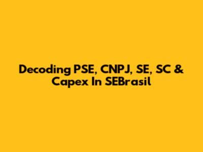 Decoding PSE, CNPJ, SE, SC & Capex In SEBrasil