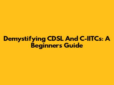Demystifying CDSL And C-IITCs: A Beginner's Guide