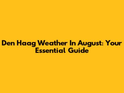 Den Haag Weather In August: Your Essential Guide