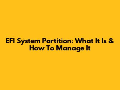 EFI System Partition: What It Is & How To Manage It