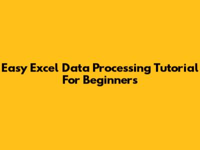 Easy Excel Data Processing Tutorial For Beginners