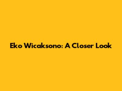 Eko Wicaksono: A Closer Look