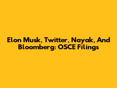 Elon Musk, Twitter, Nayak, And Bloomberg: OSCE Filings