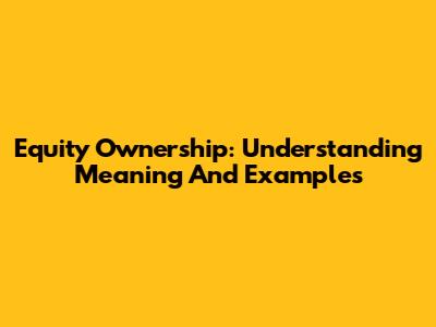 Equity Ownership: Understanding Meaning And Examples