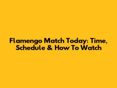 Flamengo Match Today: Time, Schedule & How To Watch