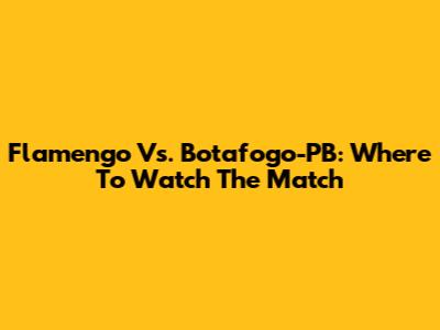 Flamengo Vs. Botafogo-PB: Where To Watch The Match