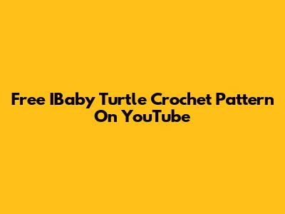 Free IBaby Turtle Crochet Pattern On YouTube
