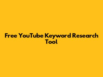 Free YouTube Keyword Research Tool