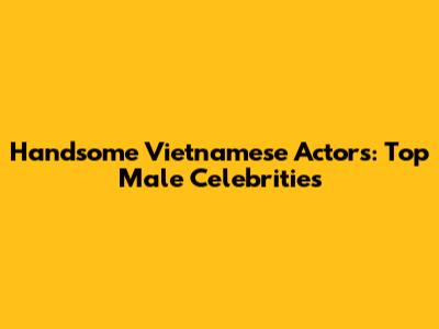Handsome Vietnamese Actors: Top Male Celebrities