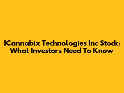 ICannabix Technologies Inc Stock: What Investors Need To Know