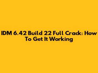 IDM 6.42 Build 22 Full Crack: How To Get It Working