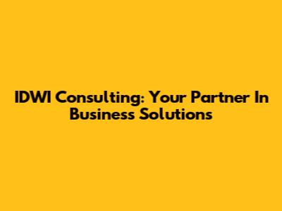 IDWI Consulting: Your Partner In Business Solutions