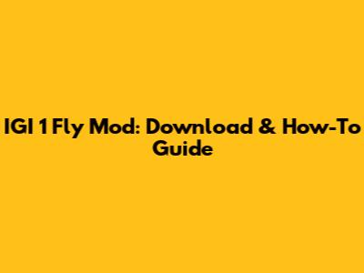 IGI 1 Fly Mod: Download & How-To Guide