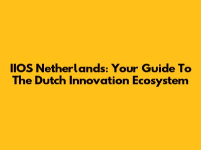 IIOS Netherlands: Your Guide To The Dutch Innovation Ecosystem