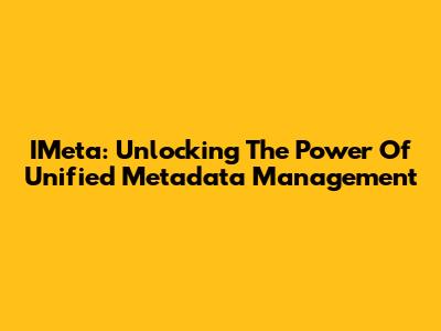 IMeta: Unlocking The Power Of Unified Metadata Management
