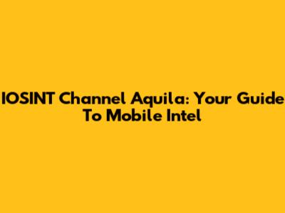 IOSINT Channel Aquila: Your Guide To Mobile Intel