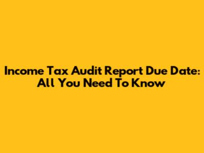 Income Tax Audit Report Due Date: All You Need To Know