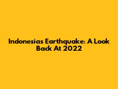 Indonesia's Earthquake: A Look Back At 2022