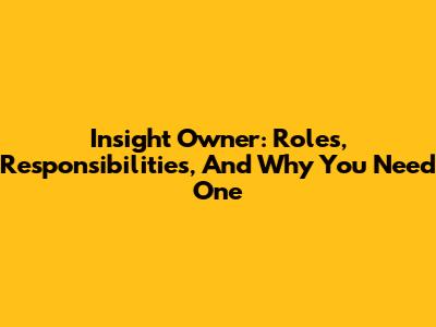 Insight Owner: Roles, Responsibilities, And Why You Need One