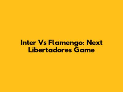 Inter Vs Flamengo: Next Libertadores Game