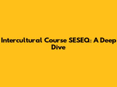 Intercultural Course SESEQ: A Deep Dive