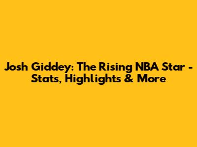 Josh Giddey: The Rising NBA Star - Stats, Highlights & More
