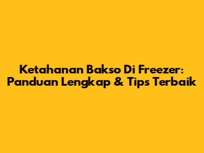 Ketahanan Bakso Di Freezer: Panduan Lengkap & Tips Terbaik