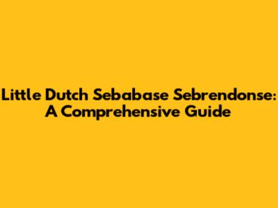 Little Dutch Sebabase Sebrendonse: A Comprehensive Guide