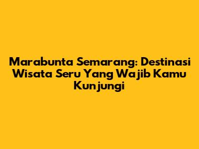 Marabunta Semarang: Destinasi Wisata Seru Yang Wajib Kamu Kunjungi