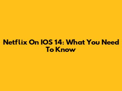 Netflix On IOS 14: What You Need To Know