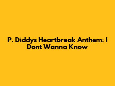 P. Diddy's Heartbreak Anthem: I Don't Wanna Know