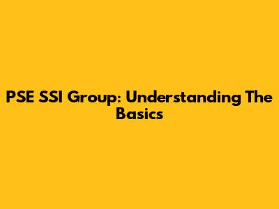 PSE SSI Group: Understanding The Basics